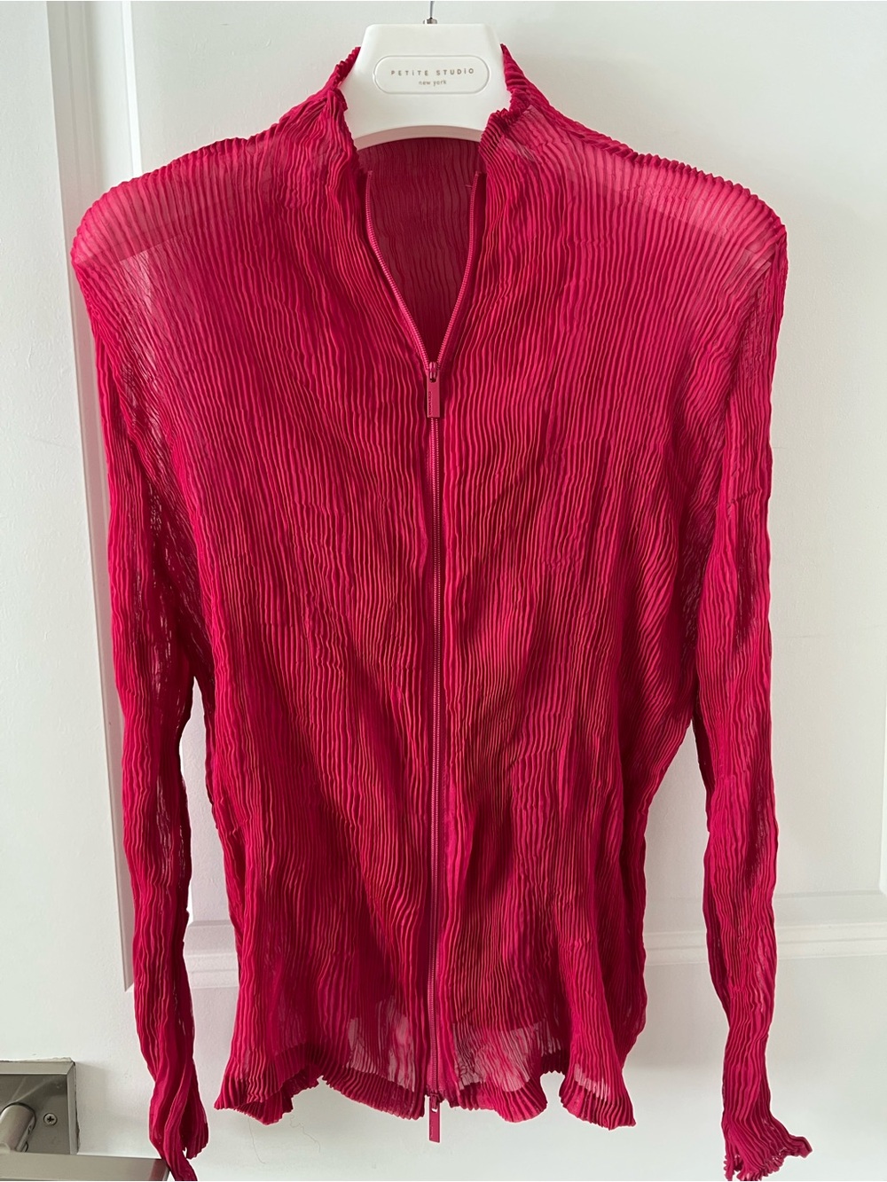 Issey Miyake chiffon twist Zip Blouse